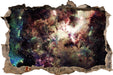 Bunte Nebelgalaxie und Sterne  3D Wandtattoo Wanddurchbruch