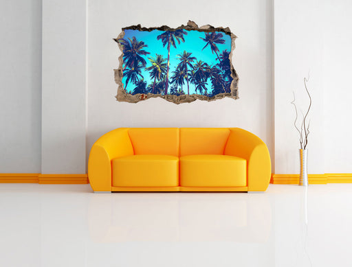 Tropische Palmen 3D Wandtattoo Wanddurchbruch Wand