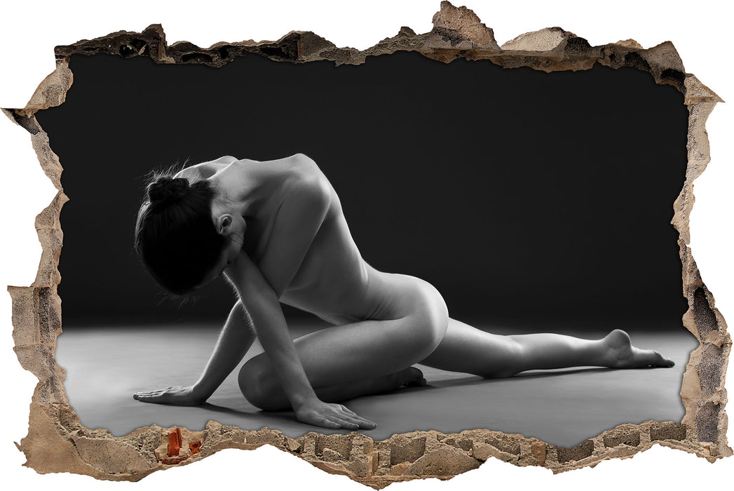 Schöne sexy Frau macht Yoga  3D Wandtattoo Wanddurchbruch