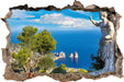Insel Capri in Italien  3D Wandtattoo Wanddurchbruch