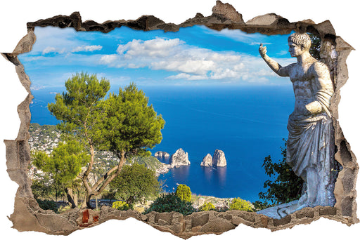 Insel Capri in Italien  3D Wandtattoo Wanddurchbruch