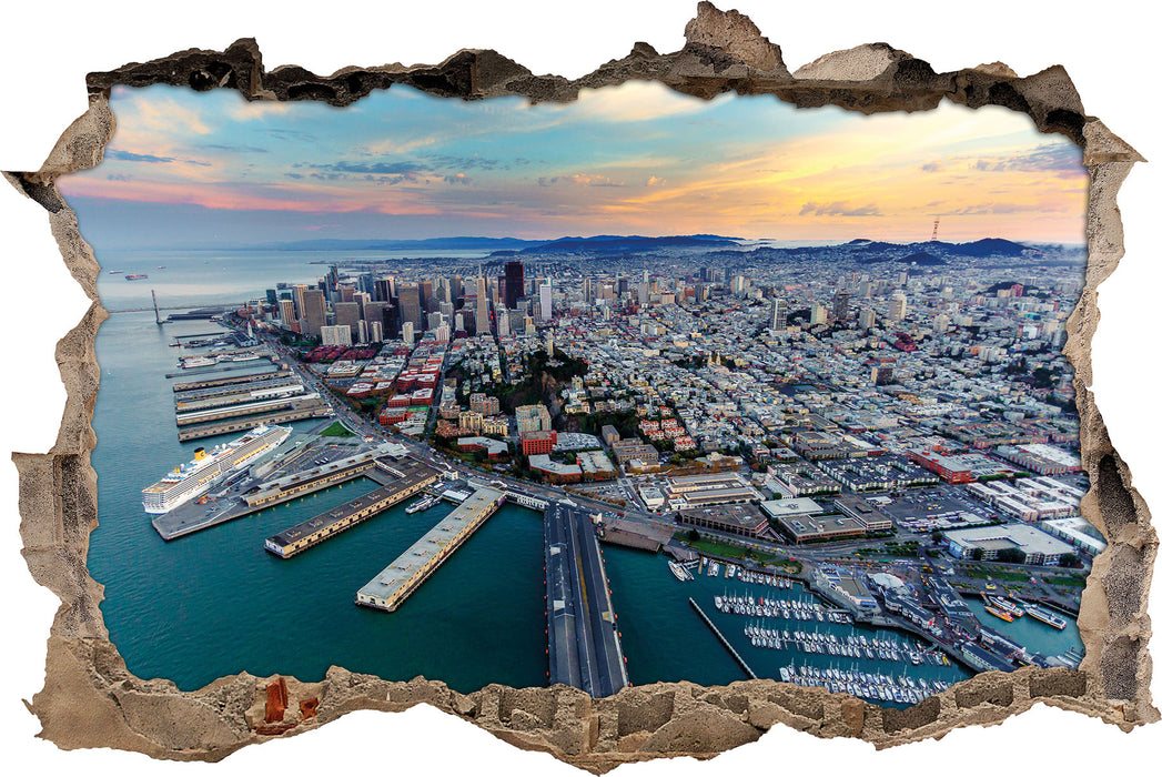 Pixxprint San Francisco bei Sonnenuntergang, 3D Wandtattoo