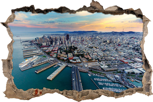 San Francisco bei Sonnenuntergang  3D Wandtattoo Wanddurchbruch