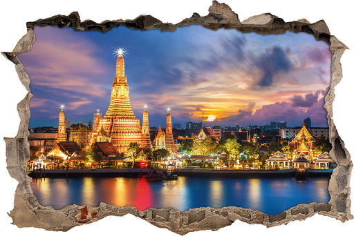 Tempel Bangkok Thailand 3D Wandtattoo Wanddurchbruch