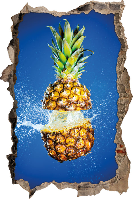 Pixxprint Ananas mit Wasser bespritzt, 3D Wandtattoo