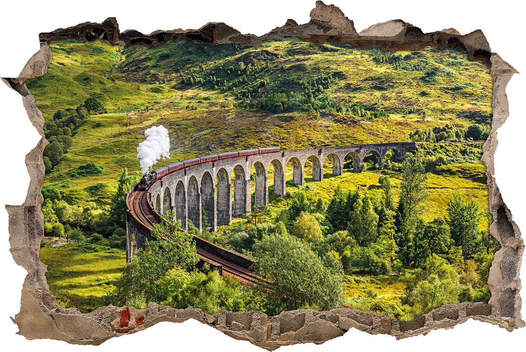 Pixxprint Eisenbahnviadukt in Schottland, 3D Wandtattoo