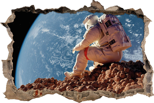 Der Astronaut  3D Wandtattoo Wanddurchbruch