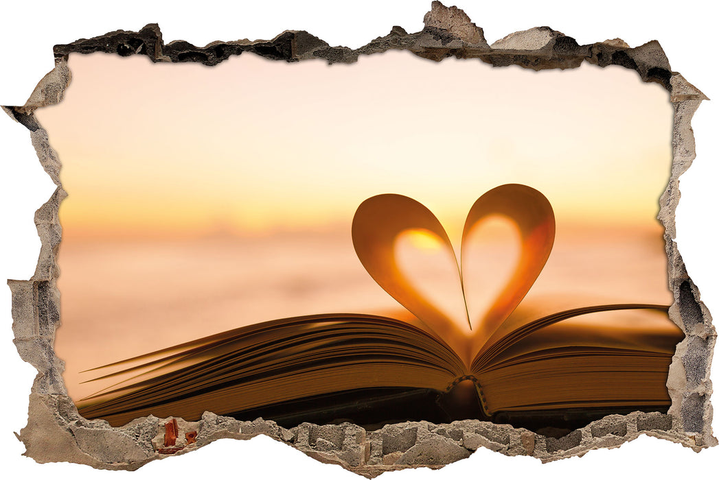 Pixxprint Das Herz aus einer Buchseite, 3D Wandtattoo