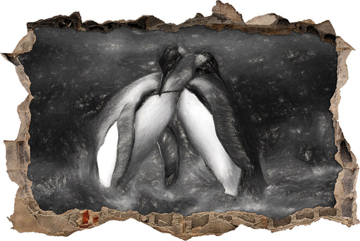 Pinguine in der Antarktis 3D Wandtattoo Wanddurchbruch
