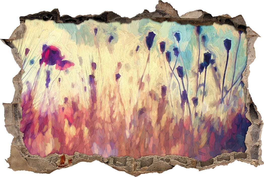 Pixxprint Mohn im Weizenfeld Kunst, 3D Wandtattoo