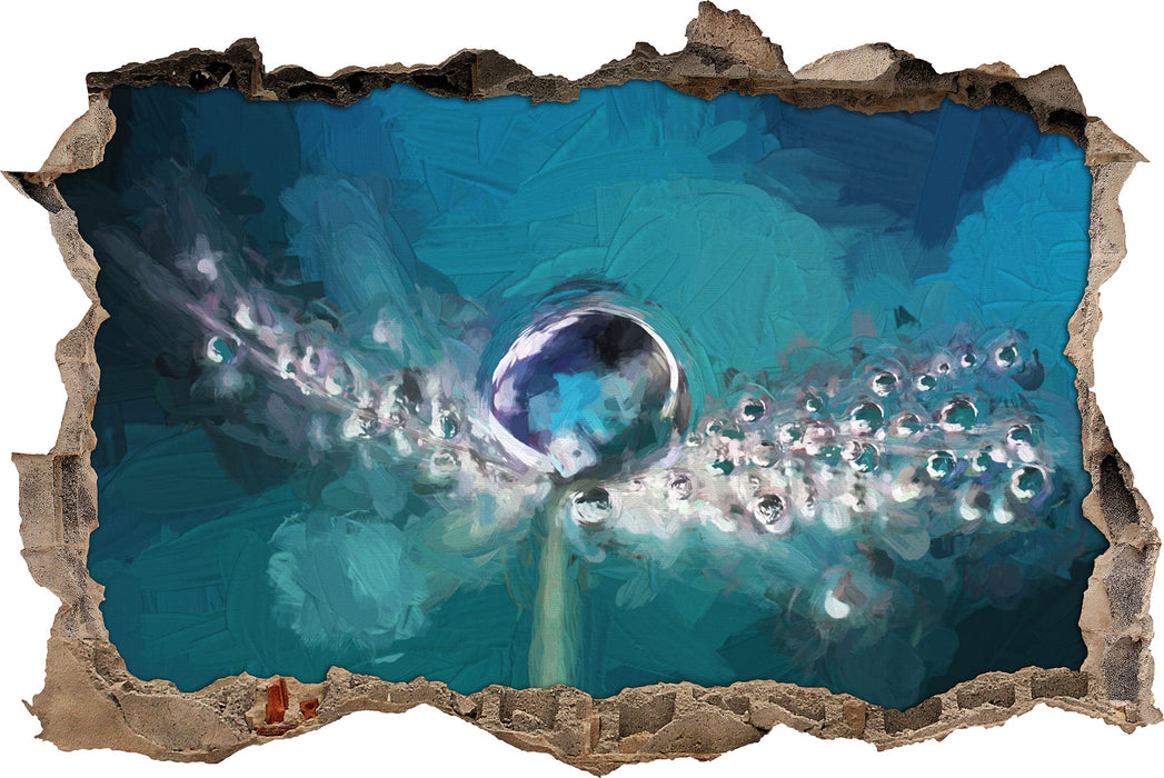 Pixxprint Wassertropfen auf einer Pusteblume, 3D Wandtattoo