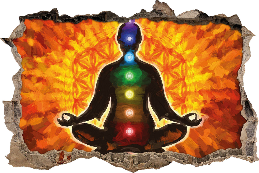 Pixxprint Meditation mit den 7 Chakren Kunst, 3D Wandtattoo