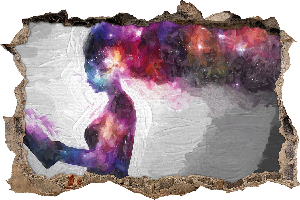 Pixxprint abstrakte Frau mit Buch Kunst, 3D Wandtattoo