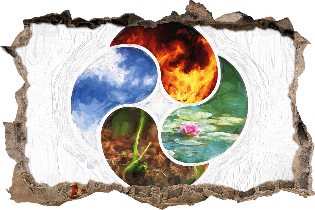 Pixxprint Die vier Elemente Kunst, 3D Wandtattoo
