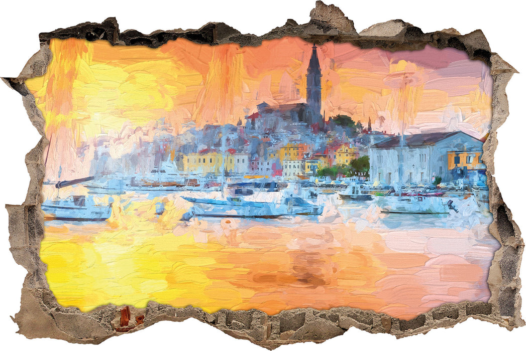 Pixxprint Kroatische süße Hafenstadt, 3D Wandtattoo