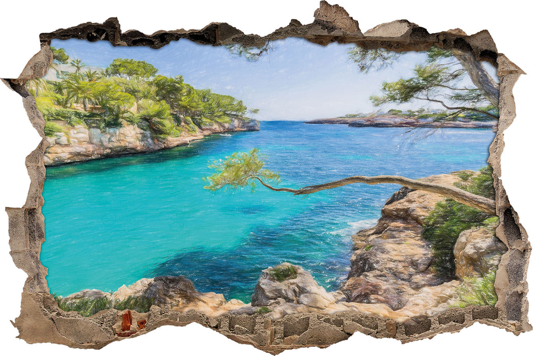 Pixxprint Mallorca Bay Cove, 3D Wandtattoo