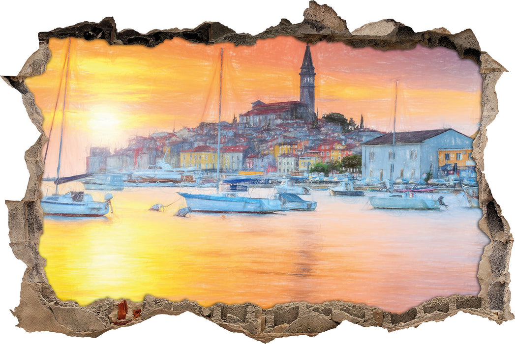 Pixxprint Kroatische Hafenstadt, 3D Wandtattoo