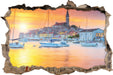 Kroatische Hafenstadt 3D Wandtattoo Wanddurchbruch