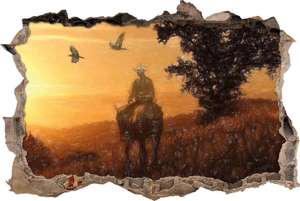 Pixxprint Ein Cowboy, 3D Wandtattoo
