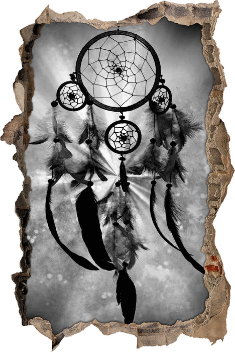 Pixxprint Indianischer Traumfänger Kunst B&W, 3D Wandtattoo