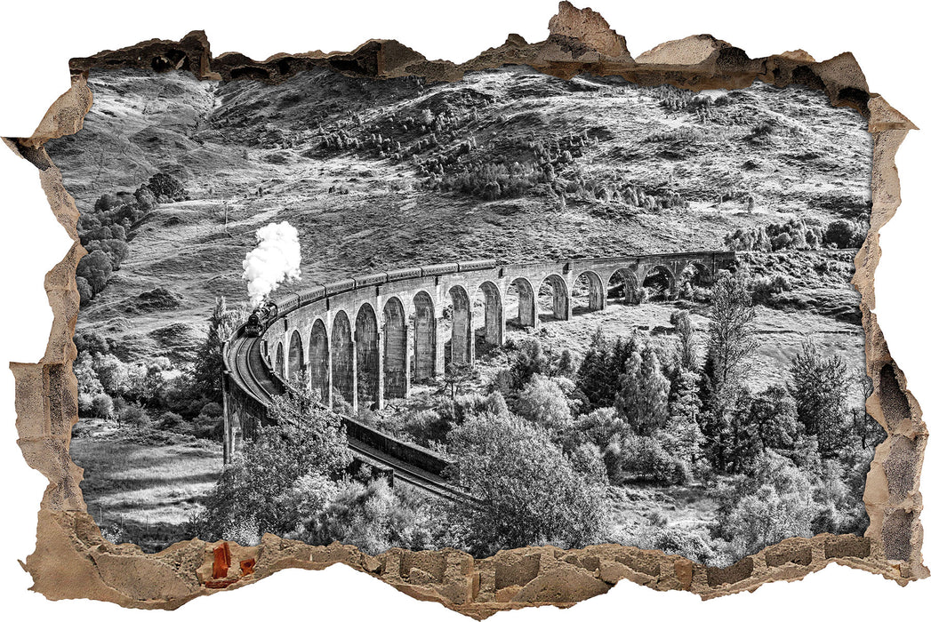 Pixxprint Eisenbahnviadukt in Schottland, 3D Wandtattoo