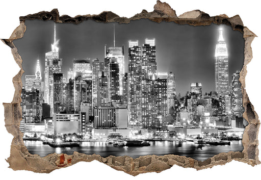 New York City Skyline 3D Wandtattoo Wanddurchbruch