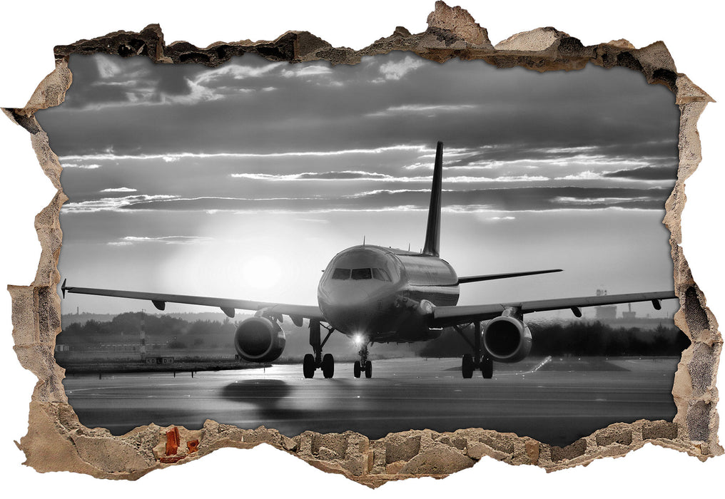 Pixxprint Landendes Flugzeug, 3D Wandtattoo
