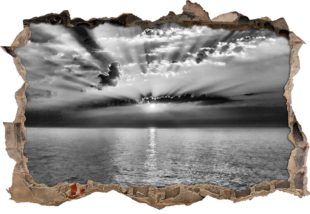 Pixxprint Meer im Sonnenaufgang B&W, 3D Wandtattoo