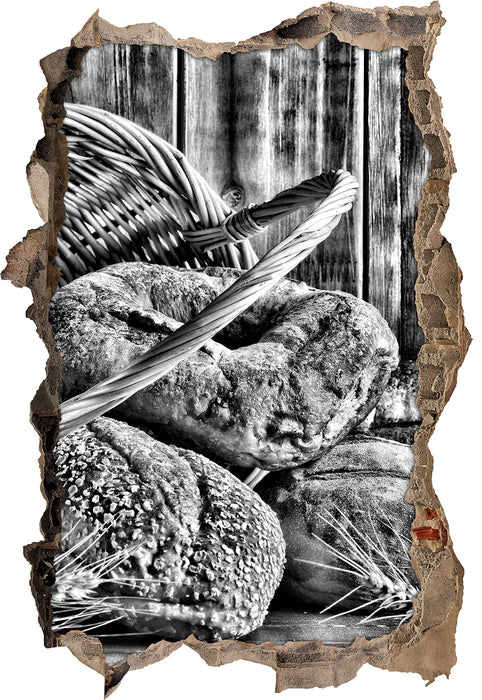 Pixxprint Brot Brötchen Frühstück Bäcker, 3D Wandtattoo