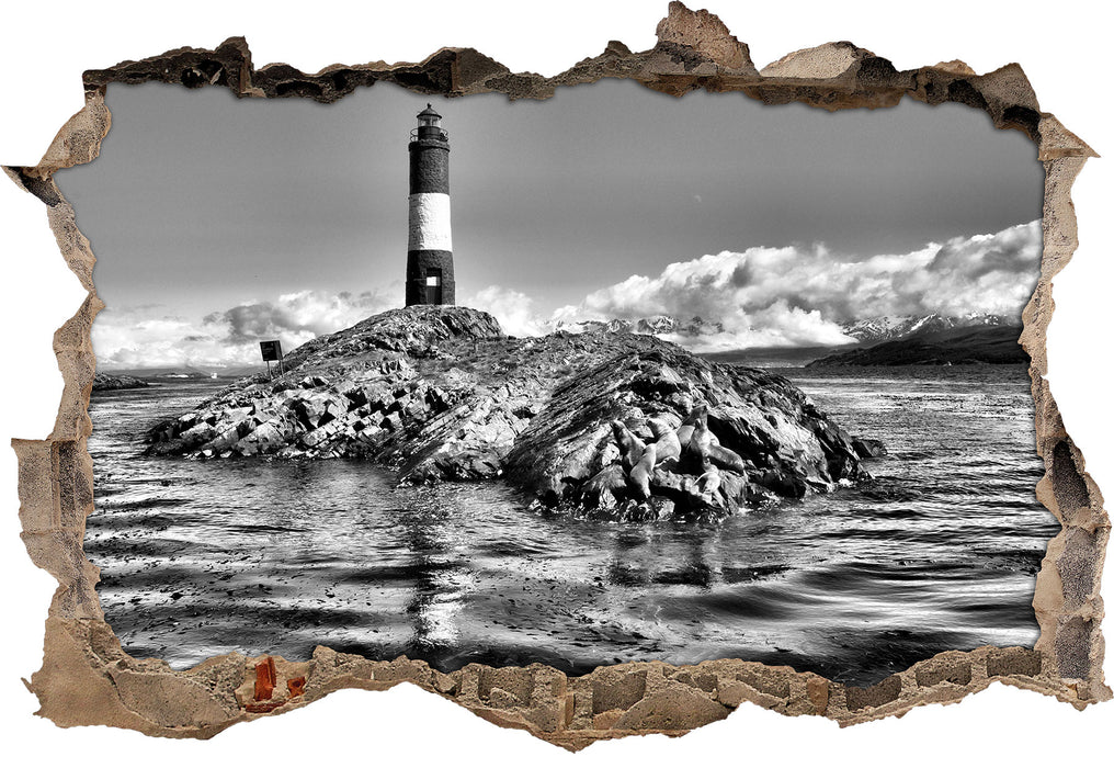 Pixxprint Leuchtturm Robben, 3D Wandtattoo