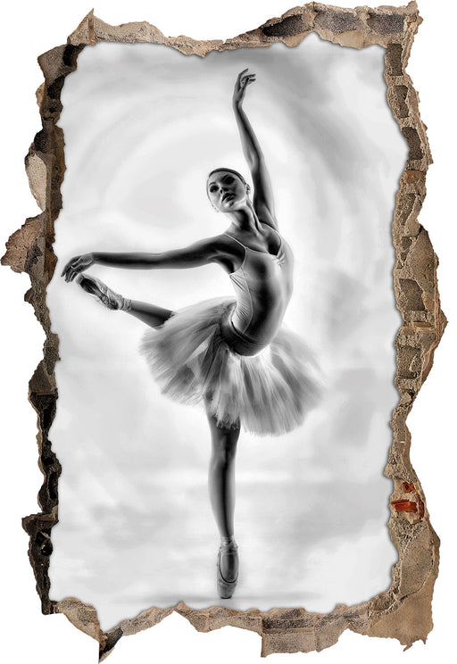 Ballerina 3D Wandtattoo Wanddurchbruch