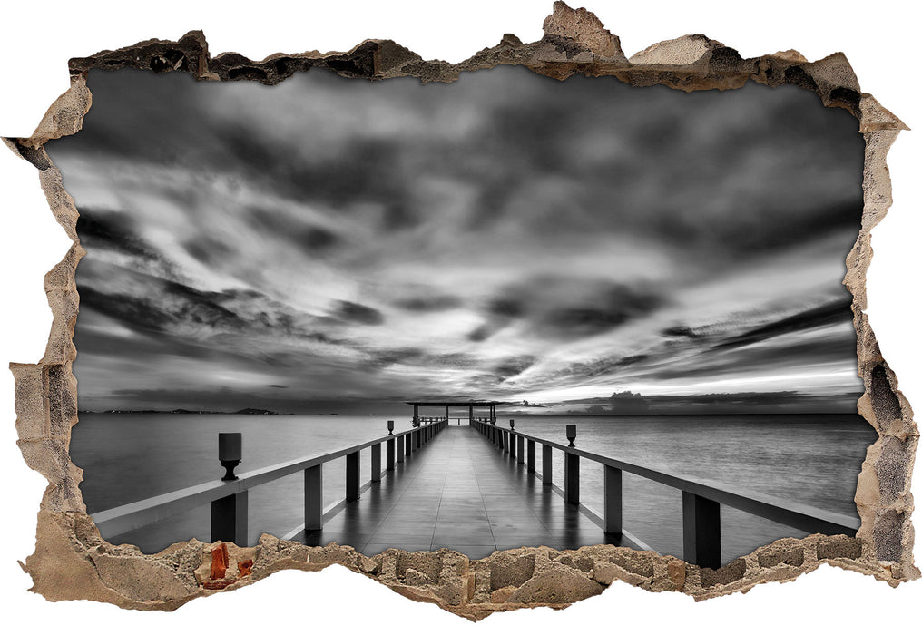 Pixxprint Steg ins Meer, 3D Wandtattoo