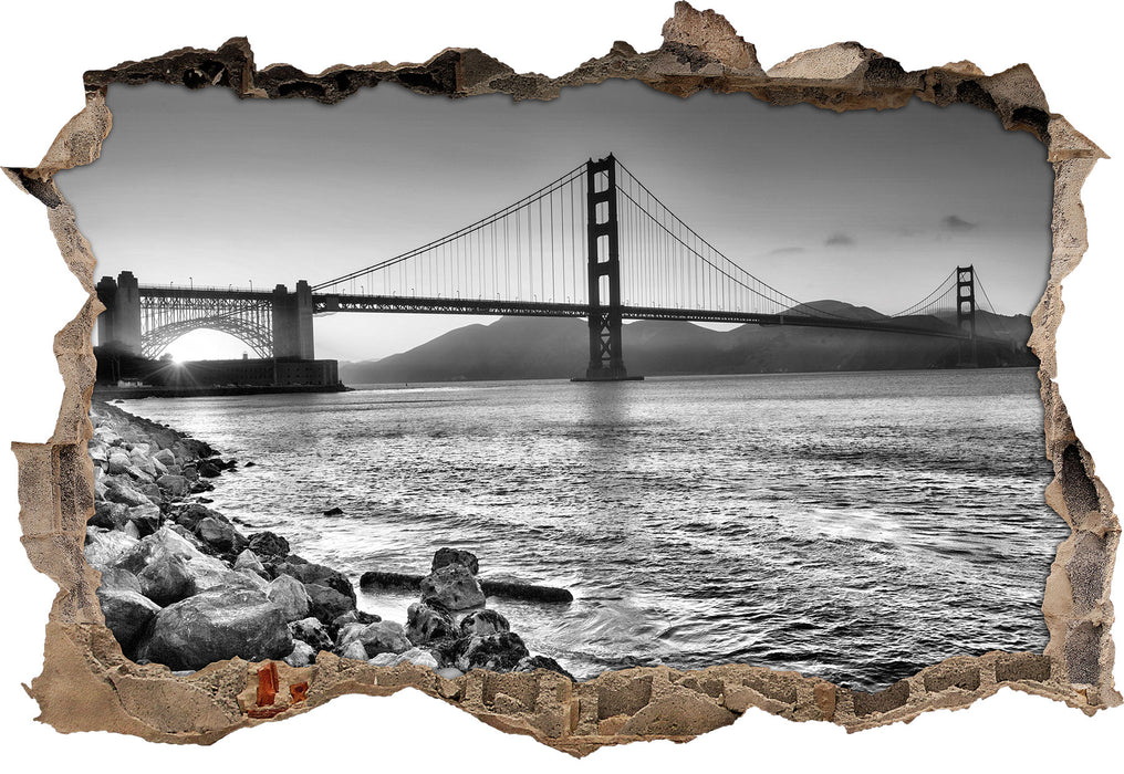 Imposante Golden Gate Bridge 3D Wandtattoo Wanddurchbruch