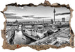 Skyline von Berlin B&W 3D Wandtattoo Wanddurchbruch