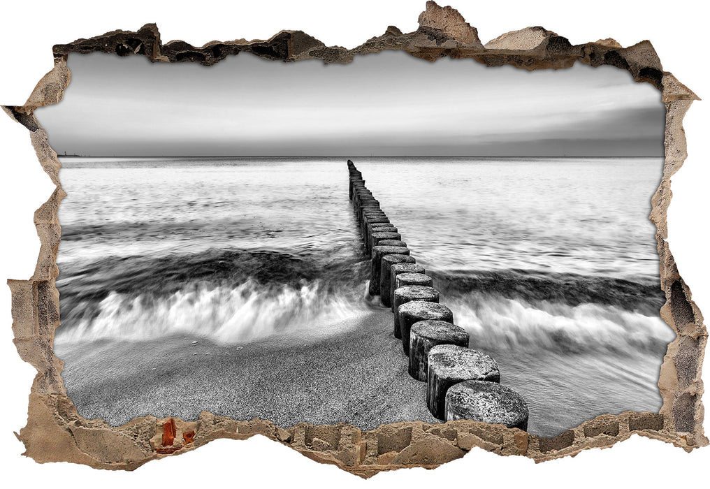 Pixxprint Baumstümpfe die ins Meer führen, 3D Wandtattoo