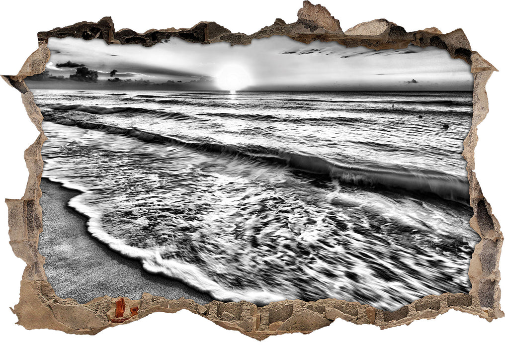 Pixxprint Meer bei Sonnenuntergang B&W, 3D Wandtattoo