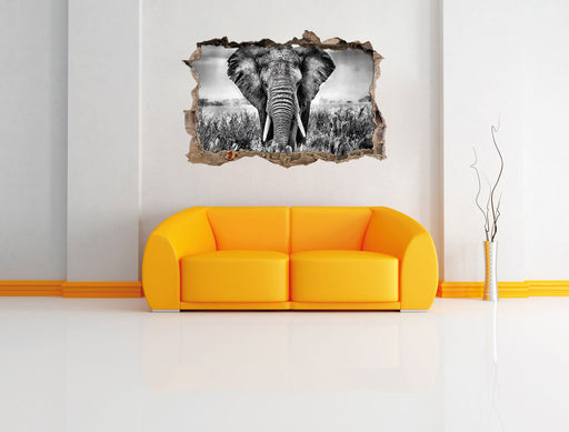 Imposanter Elefant 3D Wandtattoo Wanddurchbruch Wand