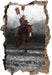 Samurai Krieger auf einem Pferd 3D Wandtattoo Wanddurchbruch