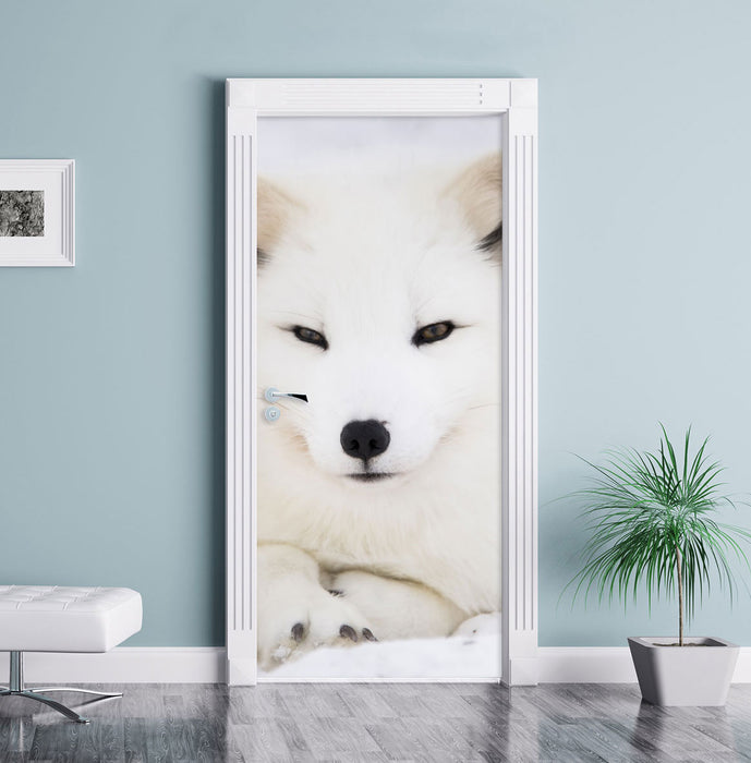 Weißer Fuchs Türaufkleber im Wohnzimmer