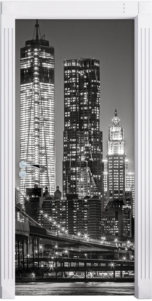 New York City Skyline bei Nacht Türaufkleber
