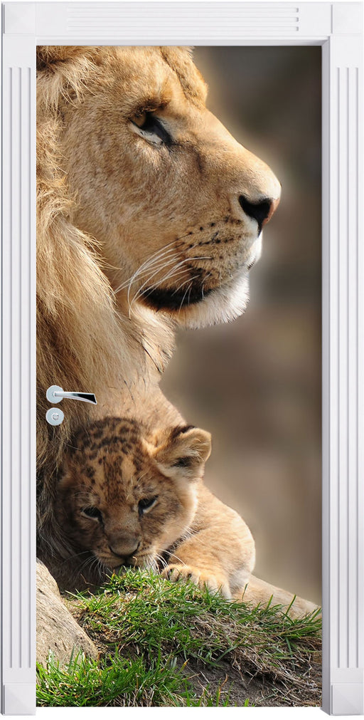 Löwe mit Löwenbaby Türaufkleber