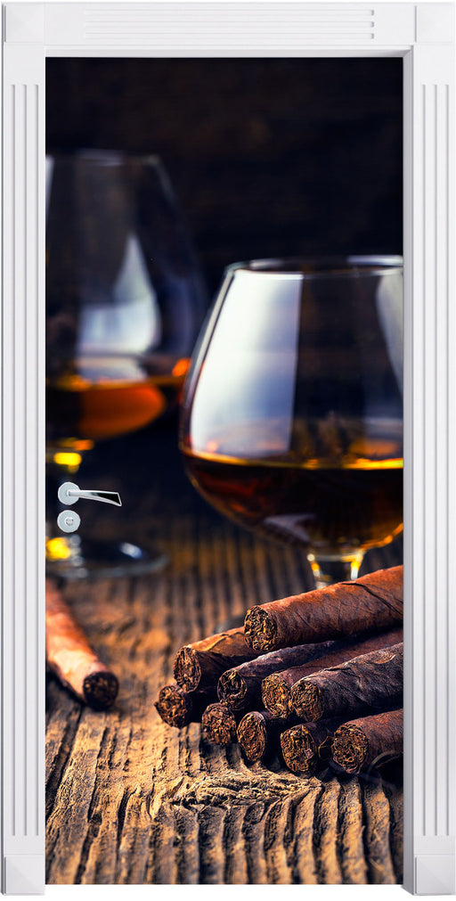 Whisky mit Zigarre Türaufkleber