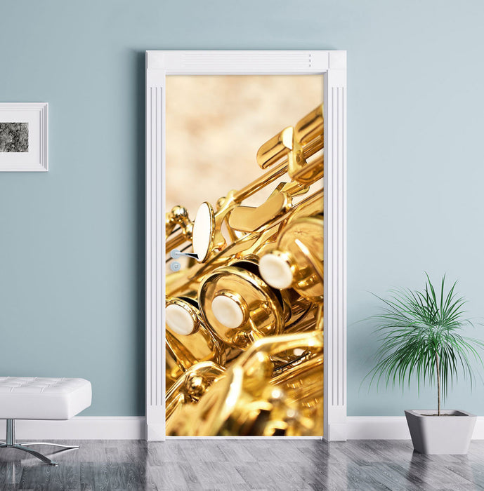 Saxophon Türaufkleber im Wohnzimmer