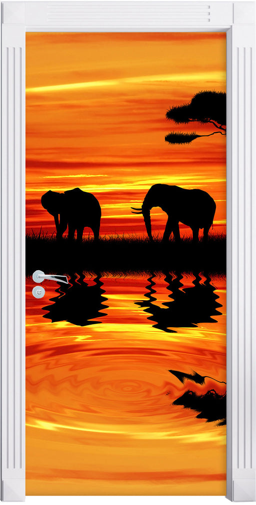 Afrika Elefant in Sonnenschein Türaufkleber