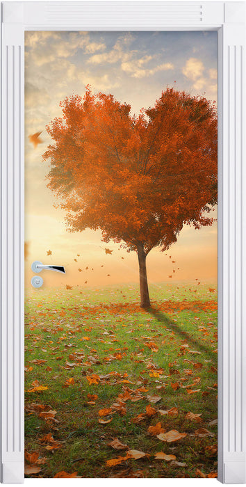 Fensterbaum im Herbst Türaufkleber
