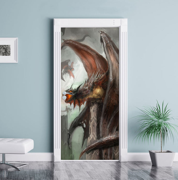 Dragons Türaufkleber im Wohnzimmer