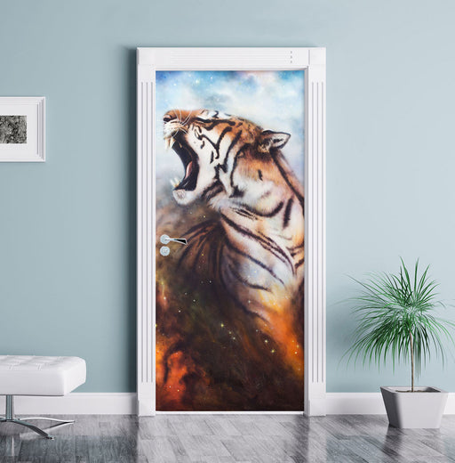 Gemälde eines Tigers Türaufkleber im Wohnzimmer