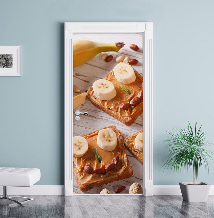 Erdnussbutter Bananen Sandwich Türaufkleber im Wohnzimmer