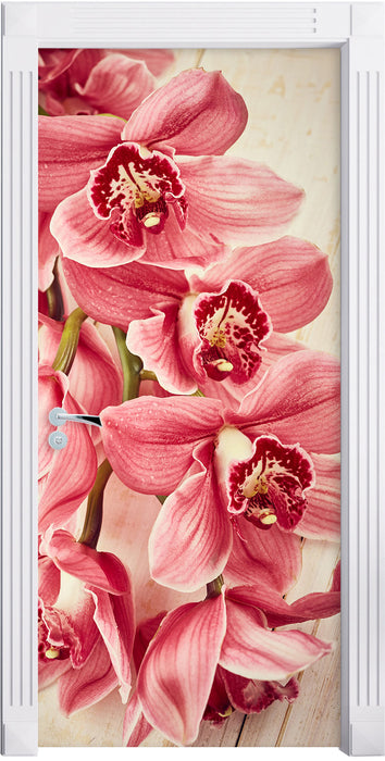Rosane Orchideenblüten Türaufkleber