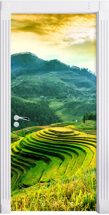 Reisfelder in Vietnam Türaufkleber